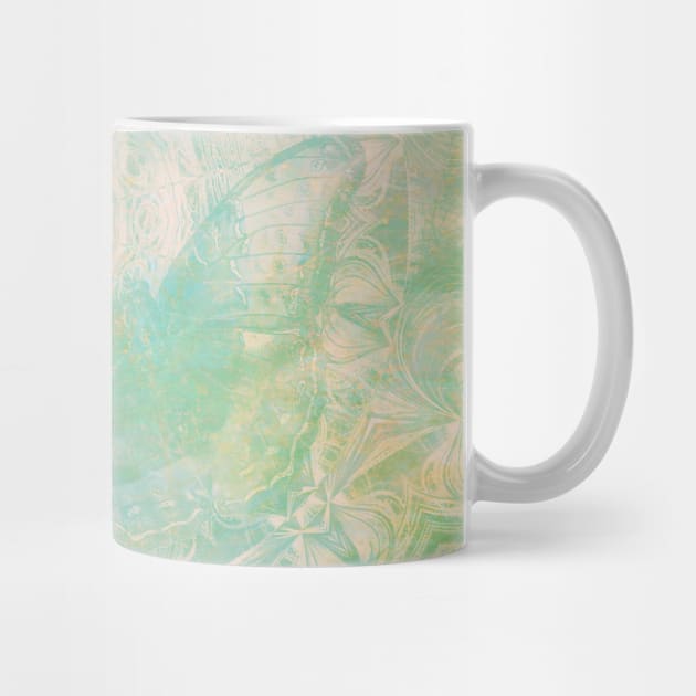 Faded butterfly and mandala in green by hereswendy